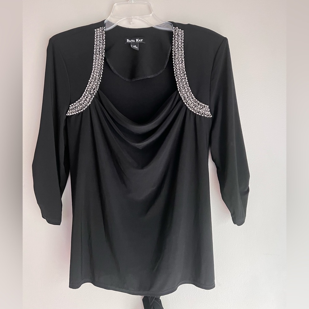 Dana Kay Black Top with Beaded Accents